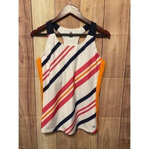 Fila US L Ashley Racerback Tank Top Striped Sleeveless Sporty Tennis Activewear